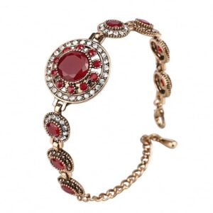 egztika Retro Turkey Jewelry Tibetan Bangle Bohemian Red Stone Gold Color Bracelet for Women Gift