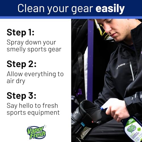 Vapor Fresh Sports Cleaner and Deodorizer - Sports Gear Odor Eliminator, Boxing Glove Deodorizer, Gym Equipment Spray, Natural and Plant Based, 16 Fl Oz (12-Pack)