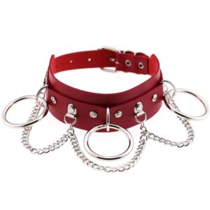 Adjustable Red Fashion Women Men Girls Boy Cool Punk Goth Leather Collar Choker Necklace