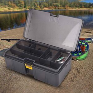 Plastic Fishing Box, Double Layers Fishing Accessories Removable Compartment Humanized Hanging Hole Design for Travel for Outdoor