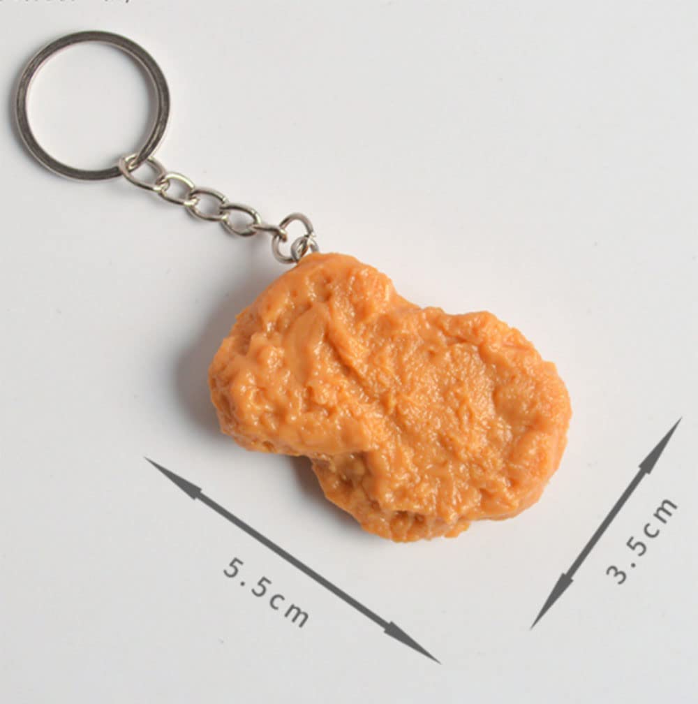 GTONEE Handmade Keychain Imitation Chicken Nuggets Keychain Kids Toy Foods Props Novelty Key Chain Men And Women Keyring 2pcs