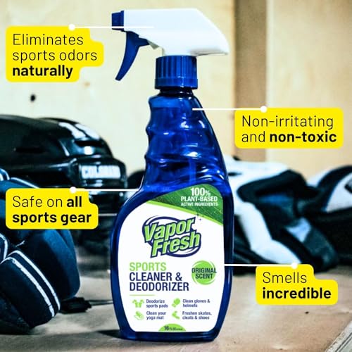 Vapor Fresh Sports Cleaner and Deodorizer - Sports Gear Odor Eliminator, Boxing Glove Deodorizer, Gym Equipment Spray, Natural and Plant Based, 16 Fl Oz (12-Pack)