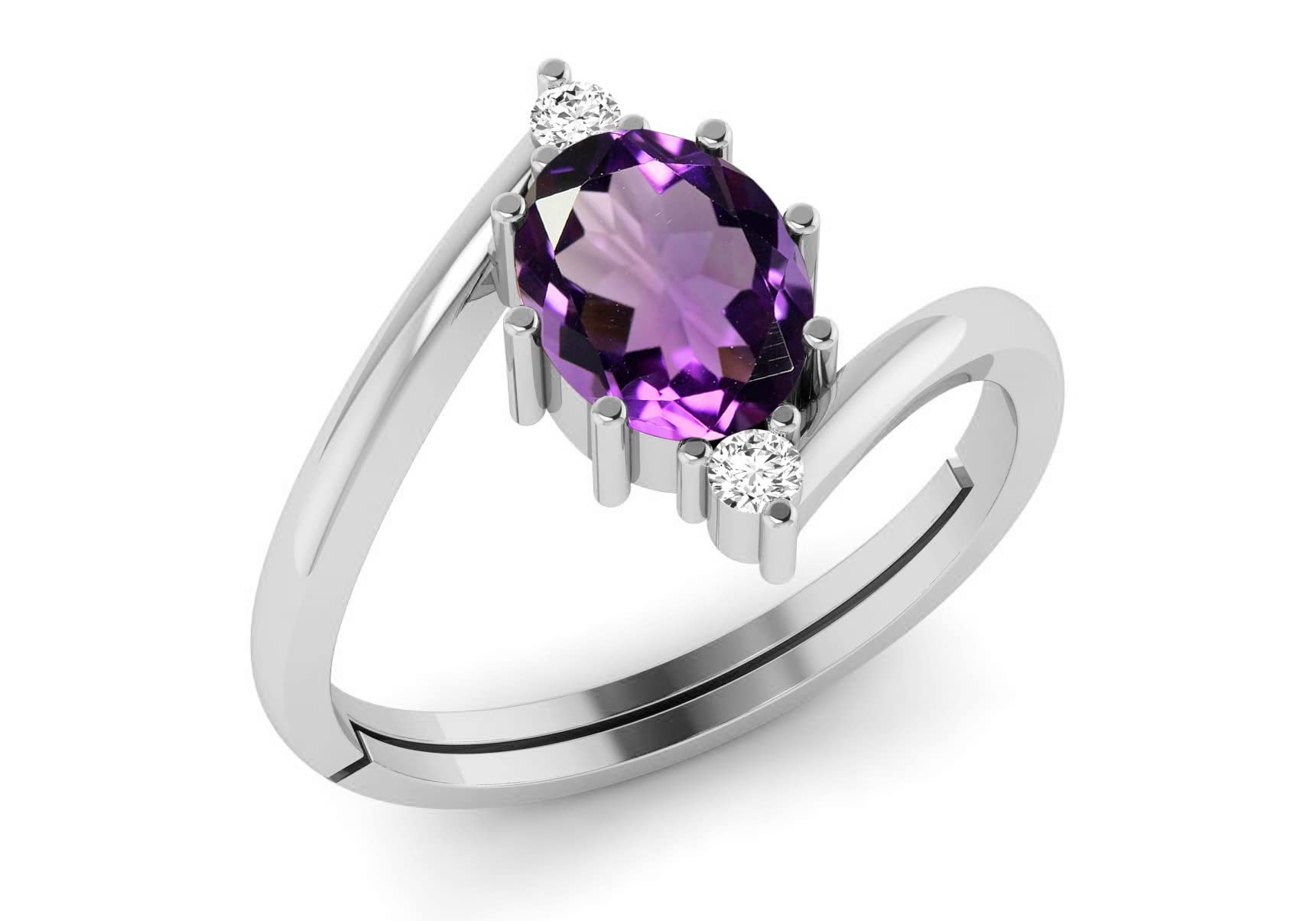 LMDPRAJAPATIS 10.00 Carat Natural Amethyst katela Original 925 Sterling Silver Adjustable Ring For Women