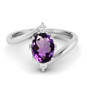 LMDPRAJAPATIS 10.00 Carat Natural Amethyst katela Original 925 Sterling Silver Adjustable Ring For Women