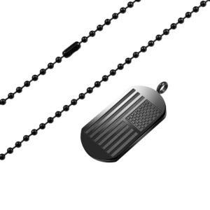 Edforce Stainless Steel American Flag We the People Dog Tag Pendant with 26" Ball Chain Necklace (Black America)