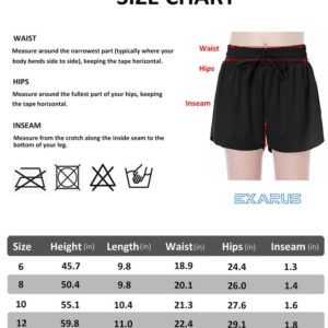 EXARUS Girls Butterfly Shorts Flowy Athletic 2 in 1 Running Skirt Skorts Dance Cheer Tennis Preppy Flutter Gym Kids Activewear Black 10Y