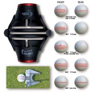 BIRDIE79 Premium Quality360-Degree Birdie Liner Drawing Alignment Tool Kit- 360-Degree Triple 3-Line Golf Ball Marker Stencil with Gift Box Including 3 Color Marker Pens-Patent Pending.