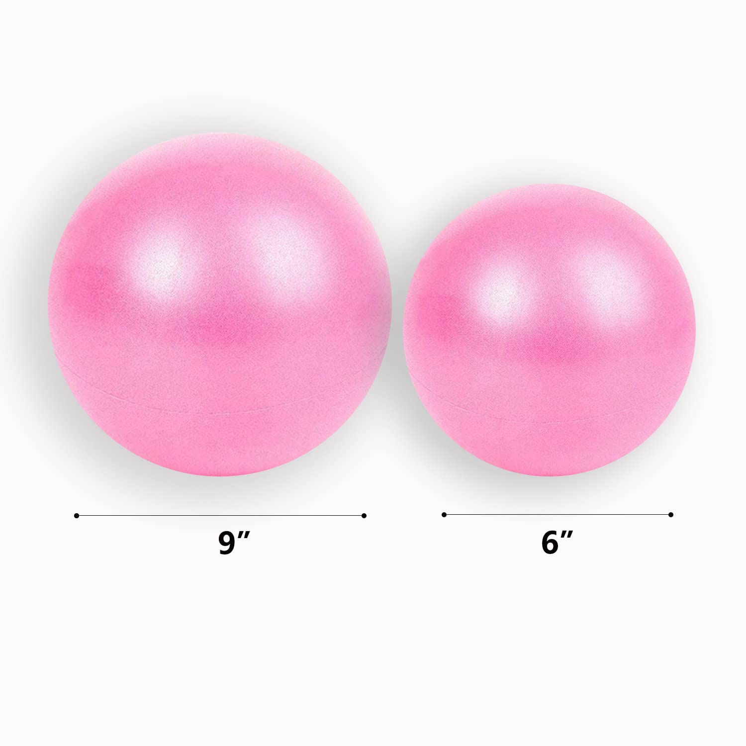 JUFANGFIN 2 Pcs Pilates Exercise Ball Mini 6 Inch Yoga Ball with Pump,Small Barre for Workout Fitness Balance Physical Therapy (Pink, 6 Inch+9 Inch)