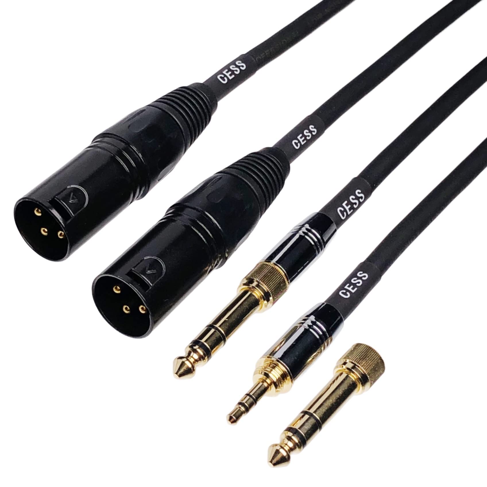 CNCESS CESS-207-3f 3 Pin XLR Male to 3.5mm Stereo Plug Cable with 6.35mm Adapter - Versatile Audio Connection, Compatible with Both 3.5mm and 6.35mm Jacks, Durable and Flexible (3 Feet)