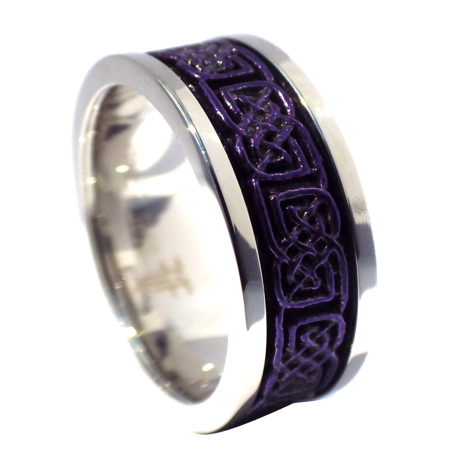 Fantasy Forge Jewelry Royal Purple Celtic Spinner Ring Stainless Steel Majestic Viking Anti Anxiety Band Sizes 5-17 Womens Mens (6)