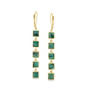 ross-simons 7.25 ct. t.w. emerald square-link drop earrings in 18kt gold over sterling