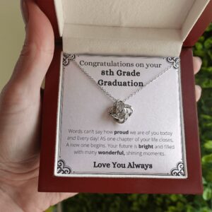 Ora Gifts - 8th Grade Graduation gift for her, 2022 Ideas, middle school grad Necklace, Daughter, Niece, Granddaughter (Message #1), White