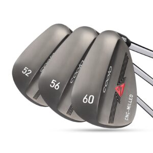 COOLO Milled Golf Wedges for High and Mid Handicappers, Men Right Handed, 52/56/60 Degree（52/56/60 Set, Black Satin）