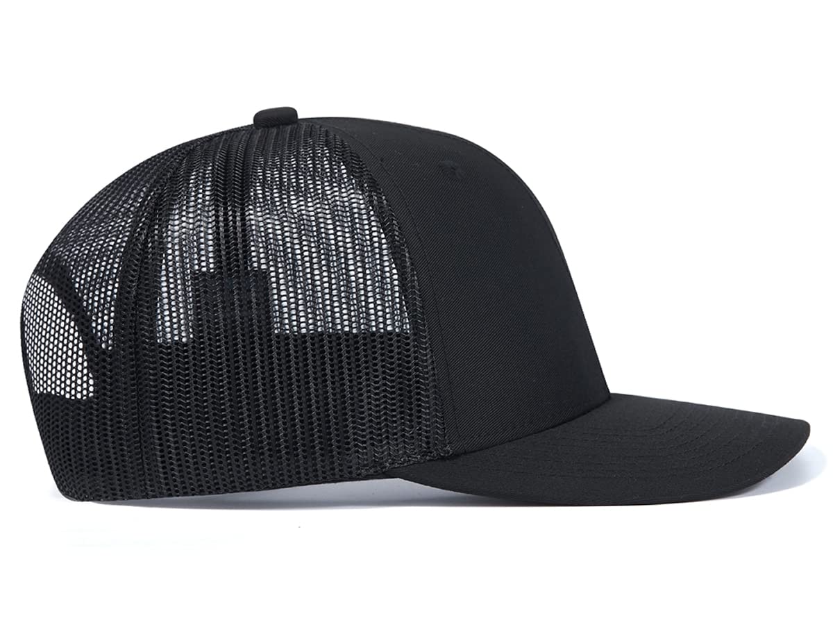 Quanhaigou Trucker Hat - Mesh Snap Back - Unisex Adjustable Baseball Cap - Outdoor Hats for Men Women (Black)