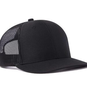 Quanhaigou Trucker Hat - Mesh Snap Back - Unisex Adjustable Baseball Cap - Outdoor Hats for Men Women (Black)