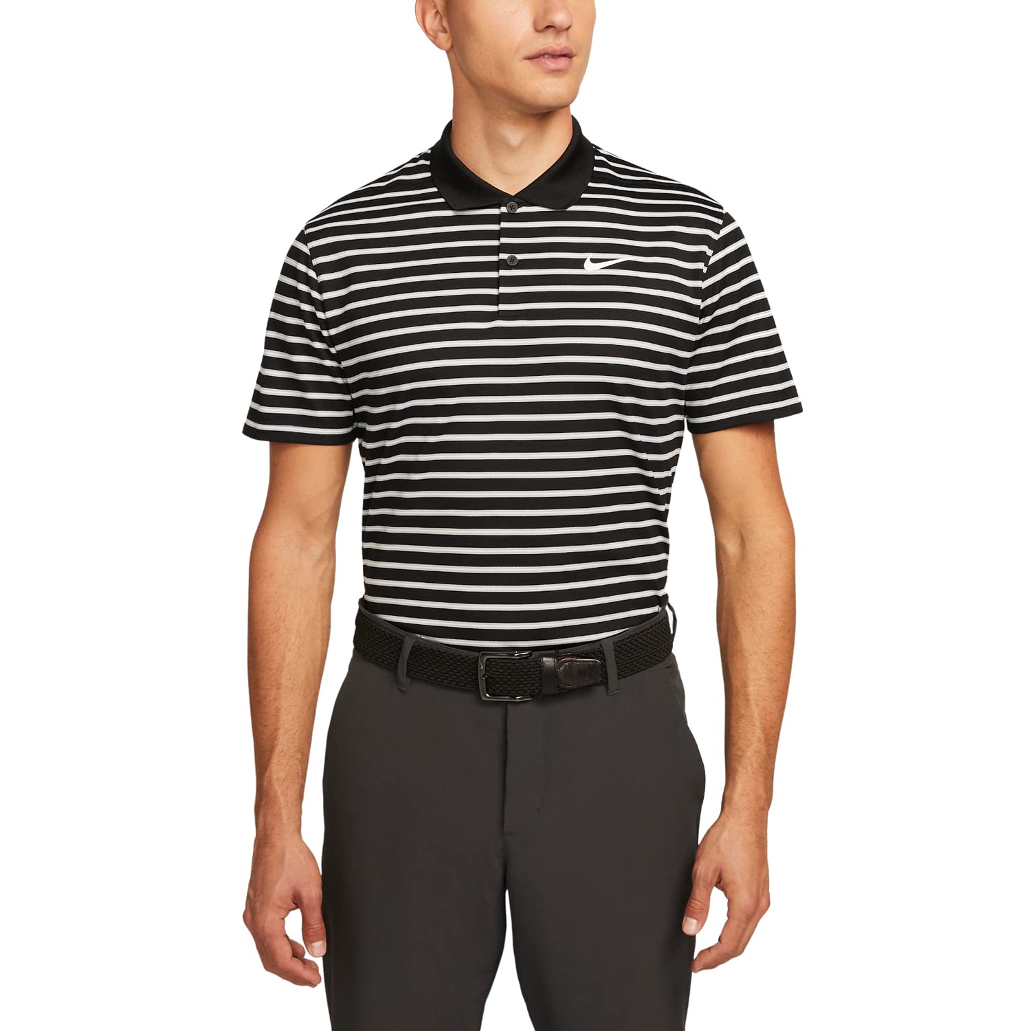 Nike Dri-FIT Victory Men's Striped Golf Polo Shirt (as1, Alpha, xx_l, Big, Regular, Black/White, XX-Large)