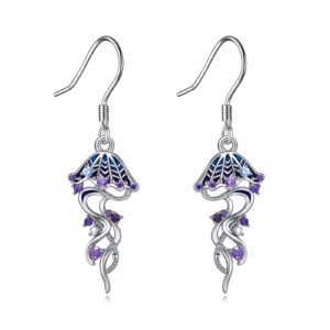 YFN Jellyfish Earrings 925 Sterling Silver Jellyfish Dangle Drop Earrings Ocean Jewelry Gifts for Women