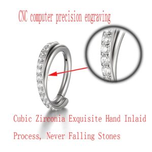 BCBODYG23 Titanium Cross Nose Ring Septum Piercing Jewelry Hinged Segment, Titanium, artificial cubic zirconia