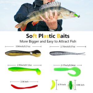 UperUper Fishing Lures Kit Set, Baits Tackle Including Crankbaits, Topwater Lures, Spinnerbaits, Worms, Jigs, Hooks, Tackle Box and More Fishing Gear Lures for Bass Trout