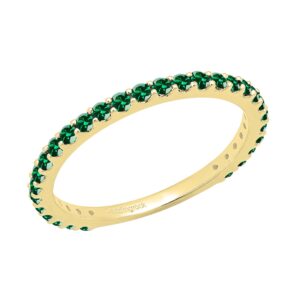 Dazzlingrock Collection Round Lab Created Emerald Eternity Style Wedding Band for Women in 14K Yellow Gold, Size 7