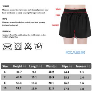 EXARUS Girls Butterfly Shorts Flowy Athletic 2 in 1 Running Skirt Skorts Dance Cheer Tennis Preppy Flutter Gym Kids Activewear Black 10Y