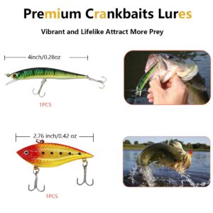 UperUper Fishing Lures Kit Set, Baits Tackle Including Crankbaits, Topwater Lures, Spinnerbaits, Worms, Jigs, Hooks, Tackle Box and More Fishing Gear Lures for Bass Trout