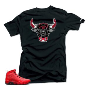 Jordan 9 Chile Red Match Tees - Bull 9 Black | 3X-Large