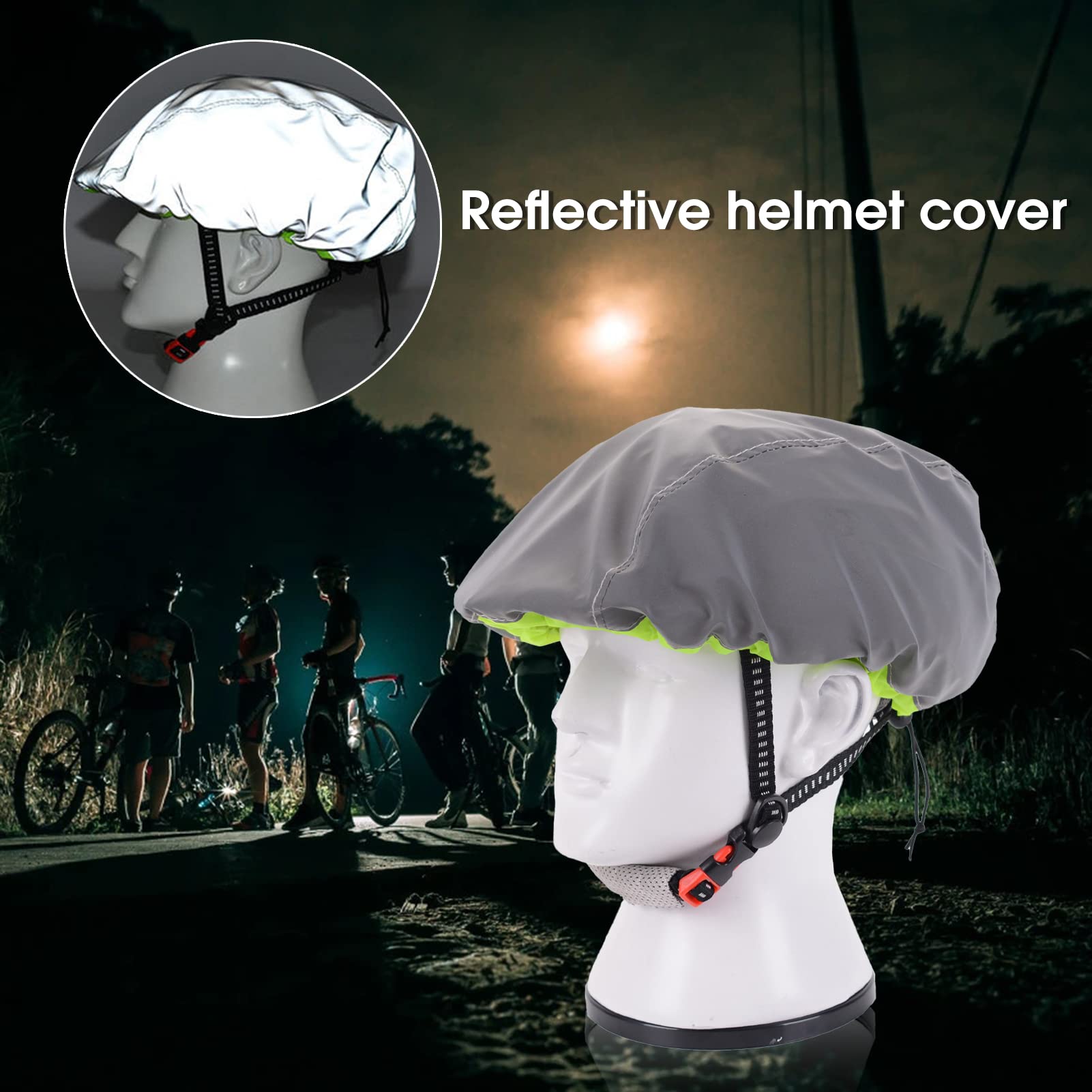 Reflective Helmet Cover – Bicycle Helmet Cover with Reflective Stripes Highly Visible Helmet Rain Waterproof Dustproof Road Bike MTB