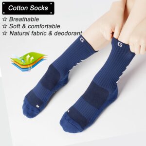 GOGOGOAL Anti-slip Sports Sock for Kids Youth Boy Girl Toddler Baby Non skid Slipper Sock Trainning Sock for Soccer Basketball Tennis Navy M 4P