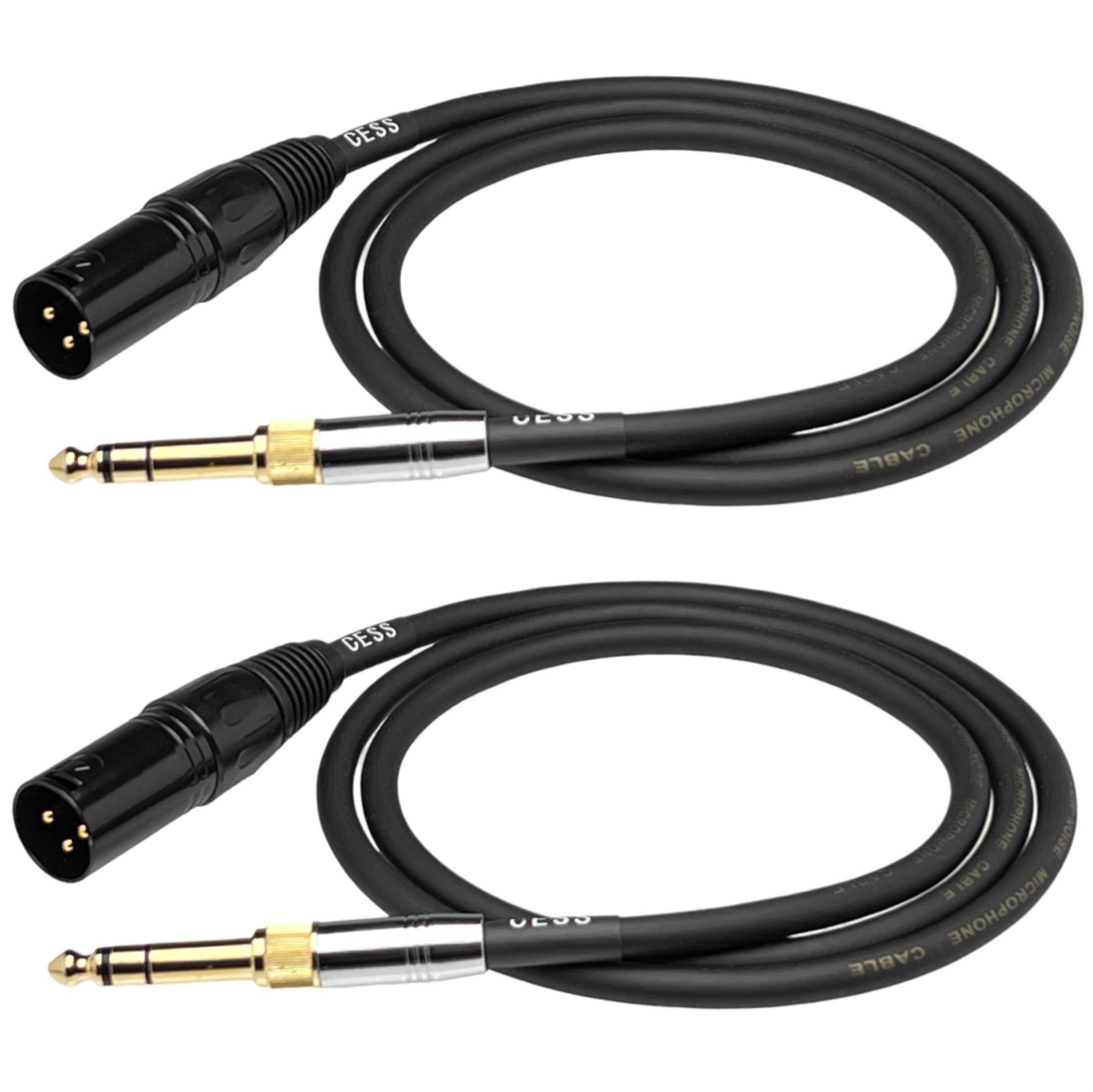 CNCESS CESS-207-3f 3 Pin XLR Male to 3.5mm Stereo Plug Cable with 6.35mm Adapter - Versatile Audio Connection, Compatible with Both 3.5mm and 6.35mm Jacks, Durable and Flexible (3 Feet)