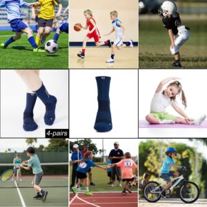 GOGOGOAL Anti-slip Sports Sock for Kids Youth Boy Girl Toddler Baby Non skid Slipper Sock Trainning Sock for Soccer Basketball Tennis Navy M 4P