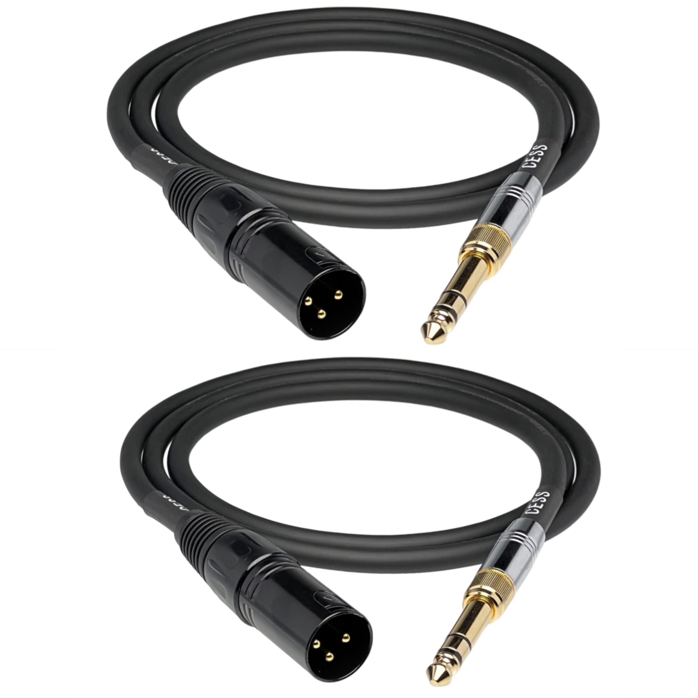 CNCESS CESS-207-3f 3 Pin XLR Male to 3.5mm Stereo Plug Cable with 6.35mm Adapter - Versatile Audio Connection, Compatible with Both 3.5mm and 6.35mm Jacks, Durable and Flexible (3 Feet)