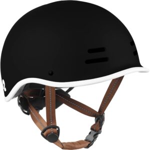 retrospec remi kids' bike helmet for youth boys & girls- bicycle helmet with built-in visor and adjustable reflective straps for skateboarding, scooters, rollerblading - matte black - 49-53cm