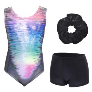 aosva gymnastics leotards for small girls sparkle one-piece colorful rainbow dancing athletic leotards 7-8years