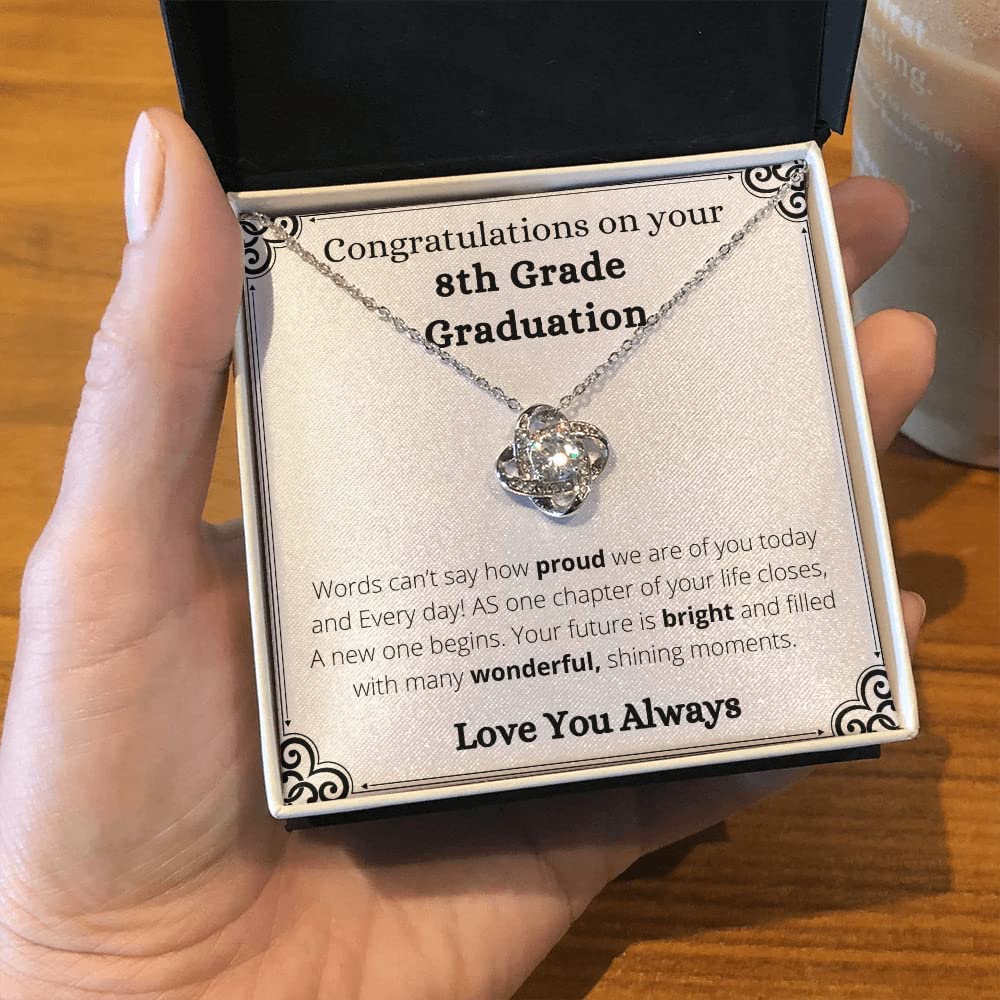 Ora Gifts - 8th Grade Graduation gift for her, 2022 Ideas, middle school grad Necklace, Daughter, Niece, Granddaughter (Message #1), White