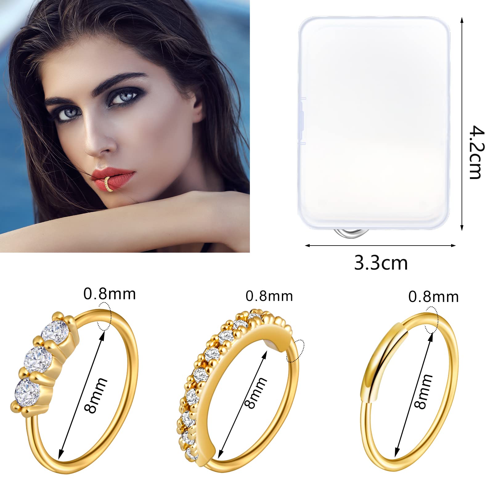 ONESING 23Pcs Gold Nose Rings for Women 20G Nose Piercing Jewelry L Shape Nose Studs Nose Rings Hoop Nose Jewelry Gold Stainless Steel Studs Screw Body Piercing Jewelry for Women Men