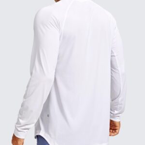 CRZ YOGA Lightweight Long Sleeve Shirts for Men Moisture Wicking Quick Dry Shirt Workout Running Basic Tee Tops White Large