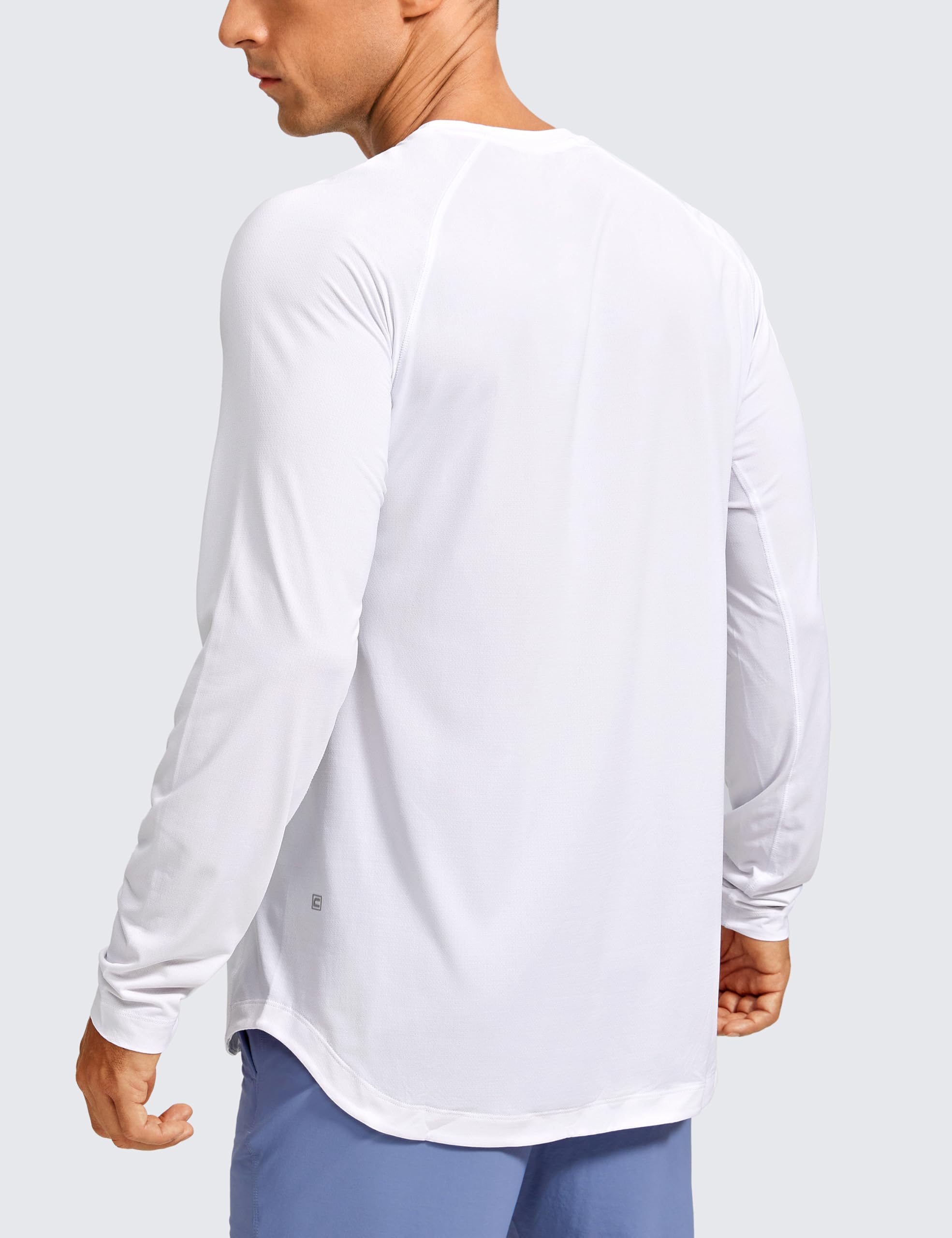 CRZ YOGA Lightweight Long Sleeve Shirts for Men Moisture Wicking Quick Dry Shirt Workout Running Basic Tee Tops White Large