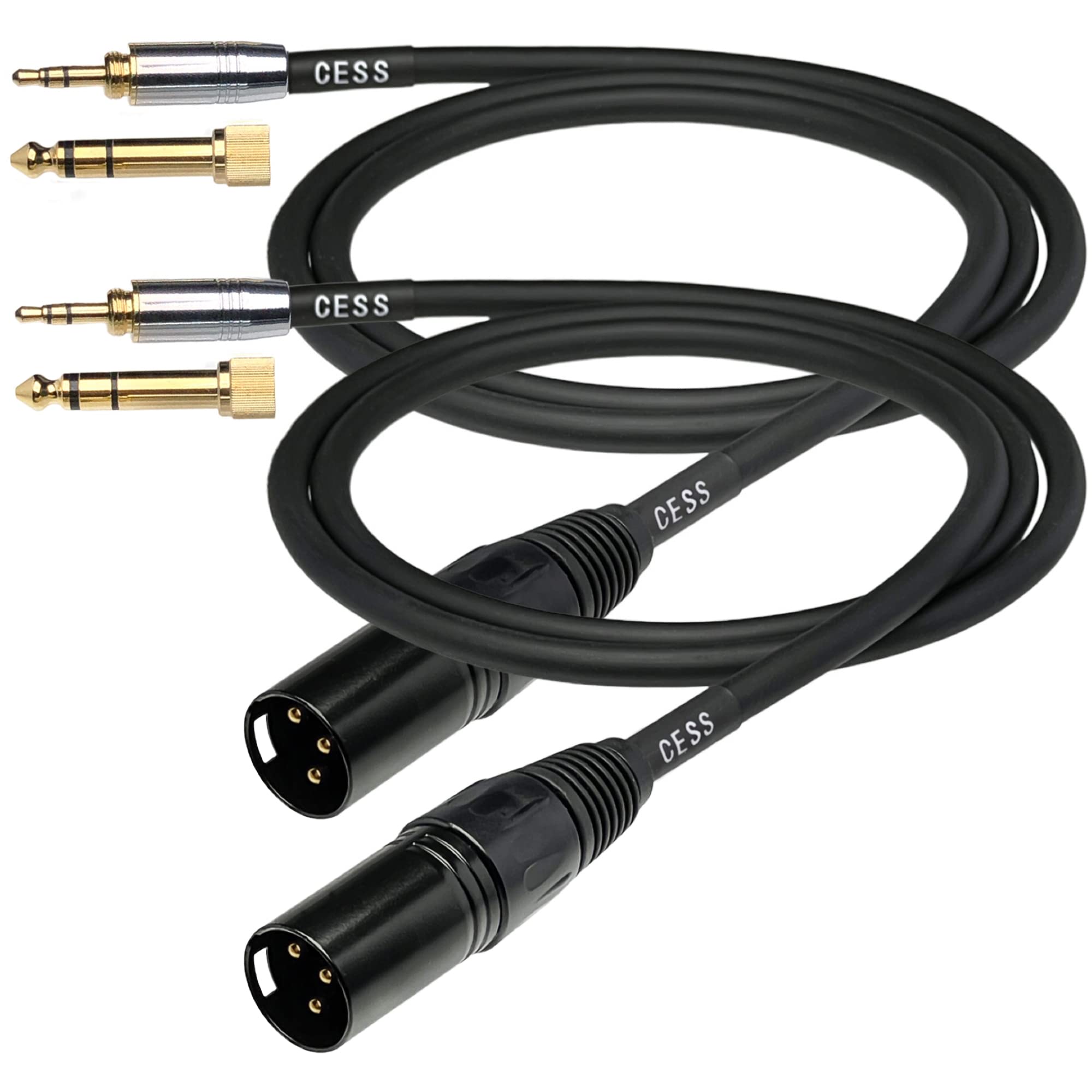 CNCESS CESS-207-3f 3 Pin XLR Male to 3.5mm Stereo Plug Cable with 6.35mm Adapter - Versatile Audio Connection, Compatible with Both 3.5mm and 6.35mm Jacks, Durable and Flexible (3 Feet)