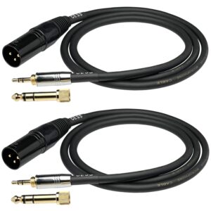 CNCESS CESS-207-3f 3 Pin XLR Male to 3.5mm Stereo Plug Cable with 6.35mm Adapter - Versatile Audio Connection, Compatible with Both 3.5mm and 6.35mm Jacks, Durable and Flexible (3 Feet)