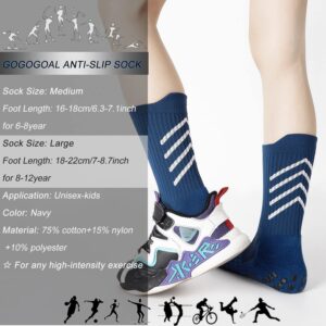 GOGOGOAL Anti-slip Sports Sock for Kids Youth Boy Girl Toddler Baby Non skid Slipper Sock Trainning Sock for Soccer Basketball Tennis Navy M 4P