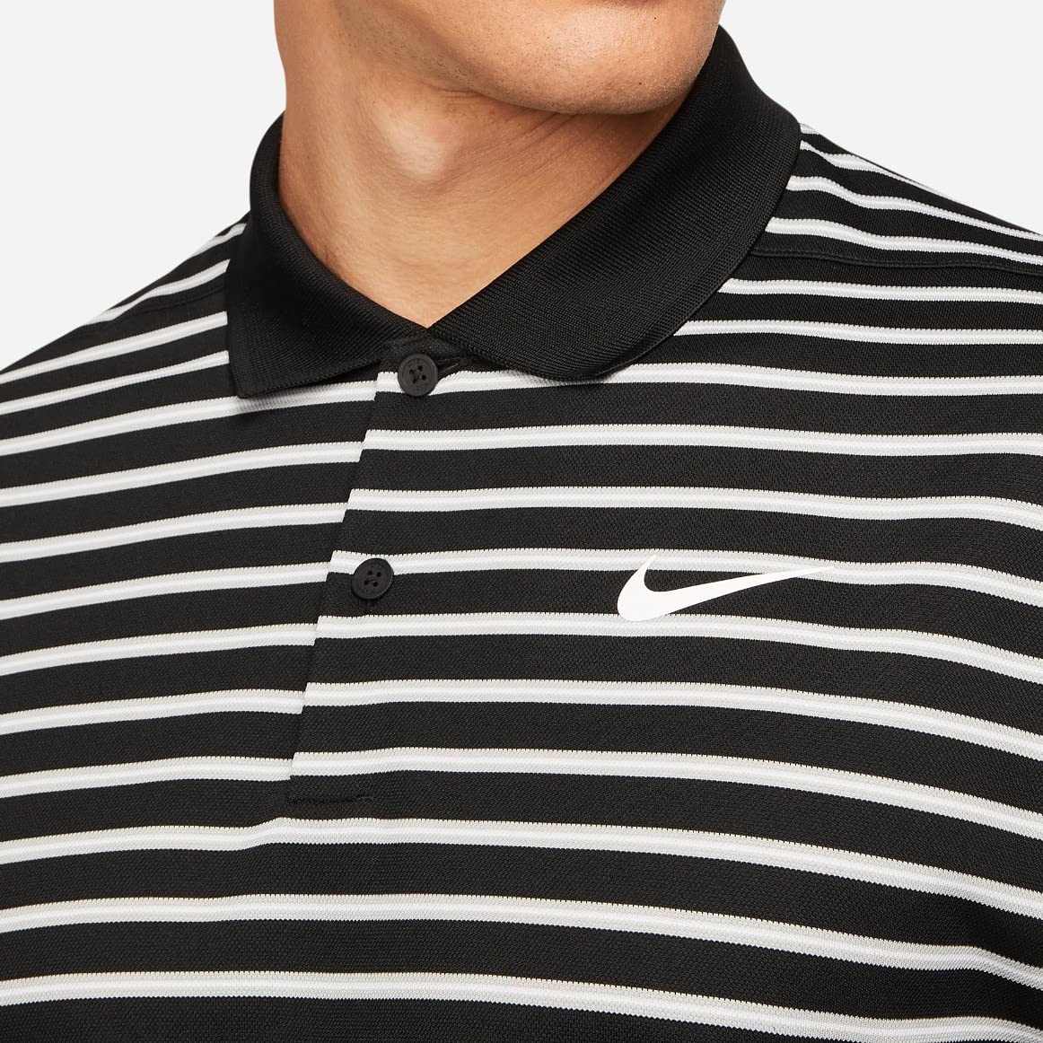 Nike Dri-FIT Victory Men's Striped Golf Polo Shirt (as1, Alpha, xx_l, Big, Regular, Black/White, XX-Large)