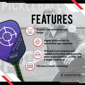 Engage Pickleball Poach Infinity MX Pickleball Paddle - Pickleball Paddles with Black Polymer Core - USAPA Approved Pickleball Paddles - Pickleball Rackets for Adults - Lite (Teal)