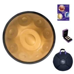 ASTEMAN Handpan, 18 inches, 9 notes, 432Hz, G minor, comes with handpan stand, handpan bag, two beaters, and dust cloth. (Mini, 432Hz)