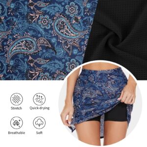 M MOTEEPI Womens Golf Skirts Tennis Athletic Skort Knee Length 18" Workout Exercise Skirt Pockets Casual Dressy Sapphire Blue M