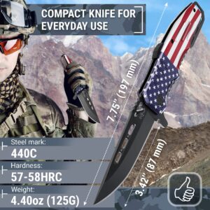 Bundle of 2 Items - Pocket Folding Knife - Military Style - Folding Knife - Tactical Knife - Good for Camping Hunting Survival Indoor and Outdoor Activities Mens Gift