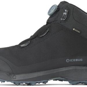 Icebug Mens Stavre BUGrip GTX Hiking Boot with Carbide Studded Traction Sole, Black/Petroleum, 09.5