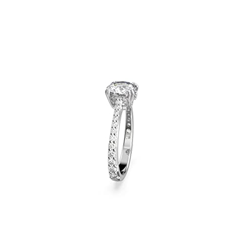 SWAROVSKI Stilla Ring, Clear Stones on a Rhodium Finish Setting, Part of the Stilla Collection, EU Size 52; US Size 6