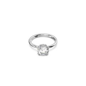 SWAROVSKI Stilla Double Prong Ring, White Crystals on a Rhodium Finish Setting, Part of the Constella Collection, EU Size 52; US Size 6