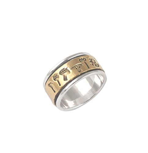 Spinner Handcrafted Band 925 Sterling Solid Silver Spinner Ring Band Two Tone Gold Design Spinner Ring (7)